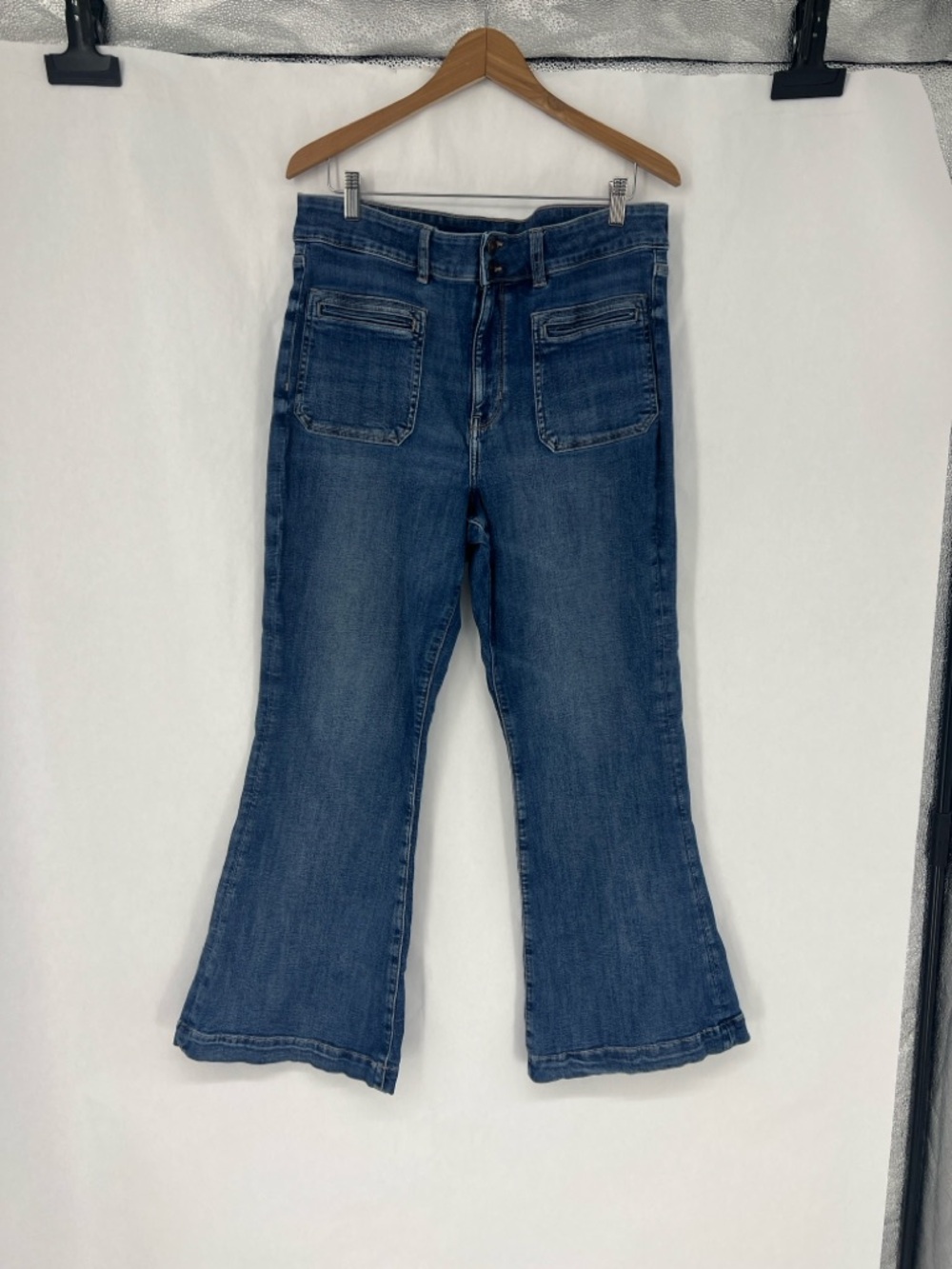 American Eagle Outfitters Dark Blue Denim super high rise Flare Jeans